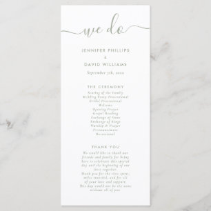 Elegant Script Sage Green Wedding Program Programme
