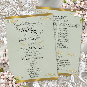 Elegant Script - Sage Pearl/Gold Wedding Programme