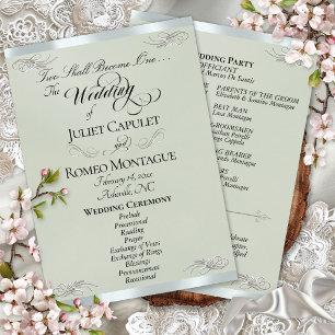 Elegant Script - Sage Pearl/Silver Wedding Programme