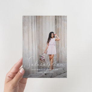 Elegant Script Salutatorian Photo Graduation Party Invitation