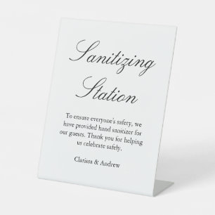 Elegant Script Sanitising Station Pedestal Sign