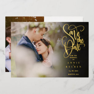 Elegant Script Save the Date 2 Photo QR Code