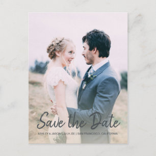 Elegant Script Save the Date Engagement Photo Announcement Postcard