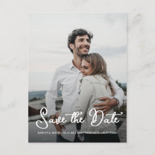Elegant Script Save the Date Engagement Photo Announcement Postcard
