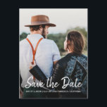 Elegant Script Save the Date Engagement Photo Announcement Postcard<br><div class="desc">This chic save the date photo postcard features elegant script and modern typography. You can easily customise this save the date card with your upcoming wedding details and your engagement photo. The photo phades into a chic black colour. If you need help or matching items, please contact us through our...</div>