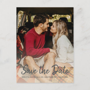 Elegant Script Save the Date Engagement Photo Announcement Postcard