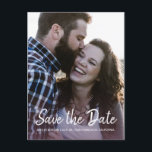 Elegant Script Save the Date Engagement Photo Announcement Postcard<br><div class="desc">This chic save the date photo postcard features elegant script and modern typography. You can easily customise this save the date card with your upcoming wedding details and your engagement photo. The photo phades into a purple burgundy colour. If you need help or matching items, please contact us through our...</div>