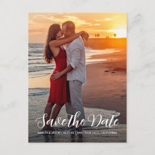 Elegant Script Save the Date Engagement Photo Announcement Postcard