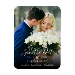 Elegant Script Save The Date Flexible Photo Magnet