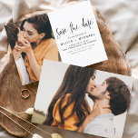 Elegant Script Save the Date Photo Minimalist<br><div class="desc">Wedding Save the Date Cards that have a photo on the front and back. The Save the Date cards contain a modern hand lettered cursive script typography that are elegant,  simple and modern to use after you wedding day celebration.</div>