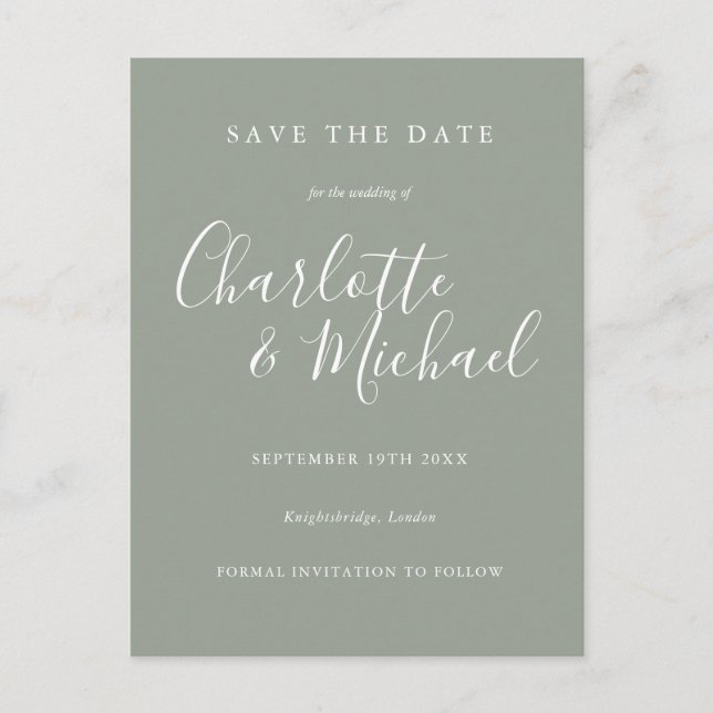 Elegant Script Save the Date Postcard (Front)