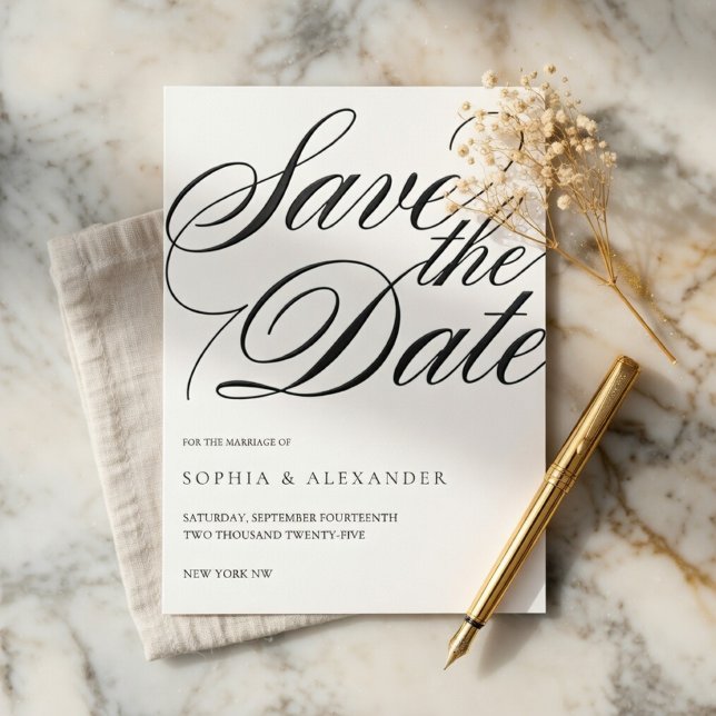 Elegant Script Save the Date Wedding Card | Luxury (Creator Uploaded)