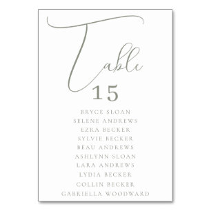 Elegant Script Seating Table Number