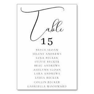 Elegant Script Seating Table Number