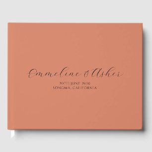 Elegant Script Serif Custom Terracotta Wedding Guest Book