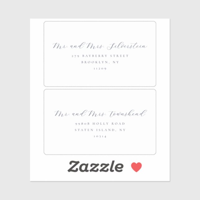 Elegant Script Serif Text 2 Wedding Address Labels (Sheet)