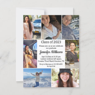 elegant script seven photos graduation party  invitation