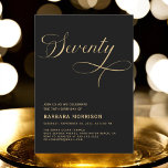 Elegant Script Seventy Black Gold 70th Birthday Invitation<br><div class="desc">Celebrate a milestone birthday with elegance and style. This Elegant Script Seventy Black Gold 70th Birthday Invitation features a sophisticated black and gold colour scheme with script lettering,  perfect for a classy and memorable event. Ideal for marking 70 wonderful years,  this design combines luxury with timeless appeal.</div>