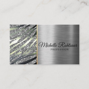 Elegant script signature holographic pink glitter  business card
