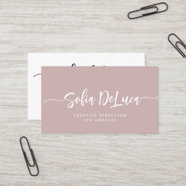 Elegant Script Signature Modern Professional Business Card (Front/Back In Situ)