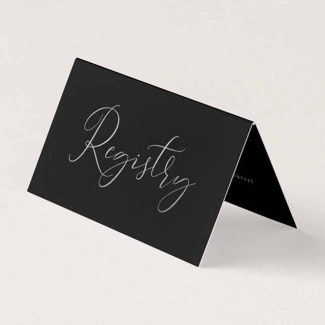 Elegant Script Silver Foil Gift Registry Card (Front)