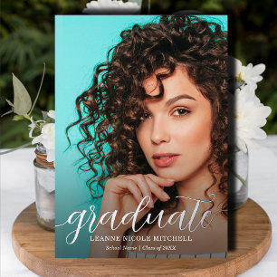 Elegant Script Silver Foil Photo Graduation