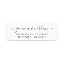 Elegant Script Silver Grey Wedding Return Address