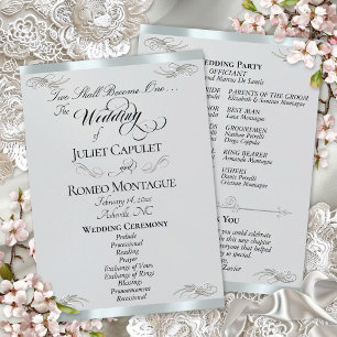 Elegant Script - Silver Pearl/Silver Wedding Programme