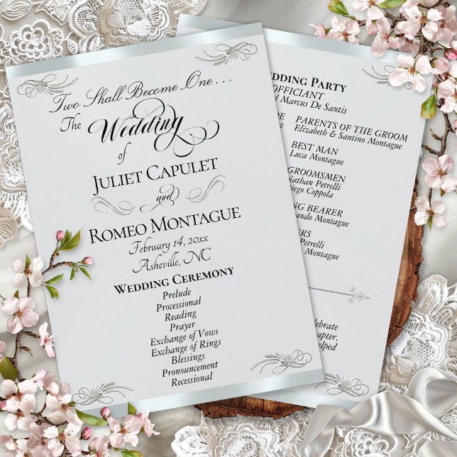 Elegant Script - Silver Pearl/Silver Wedding Programme (Creator Uploaded)