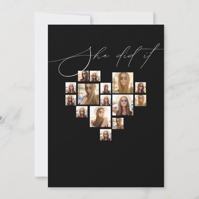 Elegant script simple 15 photo Collage graduation Invitation (Back)