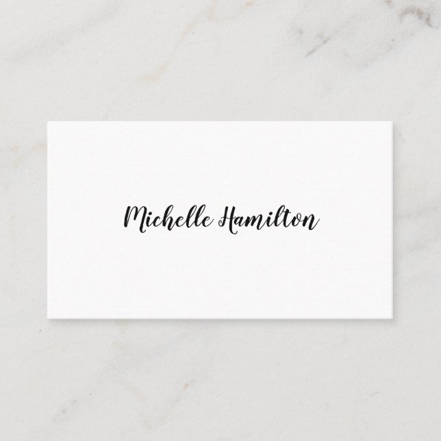 Elegant Script Simple Black and White Business Card (Front)