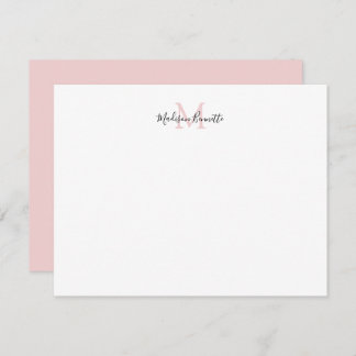 Elegant Script Simple Blush Pink Gold Monogram Card