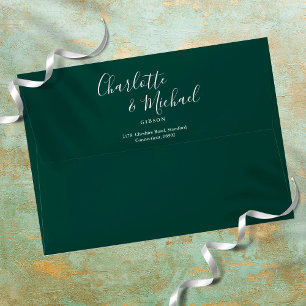 Elegant Script Simple Emerald Return Address Envelope