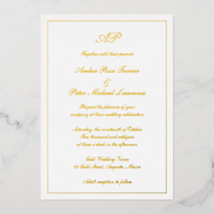 Elegant Script Simple Formal Monogram Wedding Gold