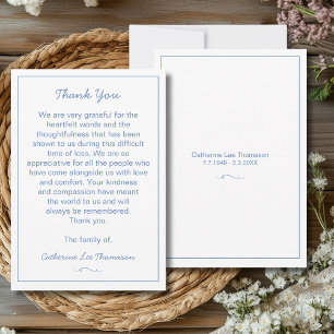 Elegant Script Simple Funeral Flat Thank You Card