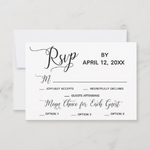 Elegant Script Simple Menu Options Wedding RSVP