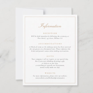 Elegant Script Simple Modern Wedding Information Invitation