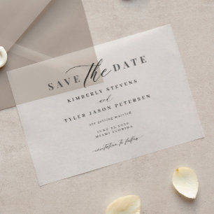 Elegant script simple modern wedding save the date acrylic invitations