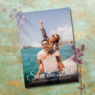 Elegant Script Simple Photo Save the Date Postcard