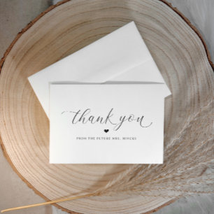 Elegant Script Simple Wedding Bridal Shower Flat Thank You Card