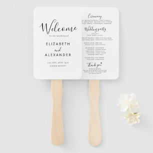 Elegant Script Simple Wedding Ceremony Program Hand Fan