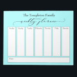 Elegant Script Simple Weekly Planner, Light Aqua Notepad<br><div class="desc">This versatile weekly planner has been set up with very basic elements that can all be edited... except for the header. The phrase "weekly planner" was rendered in a gorgeous luxury script font and has been placed, as a graphic, at the top of the page. Use the template fields to...</div>
