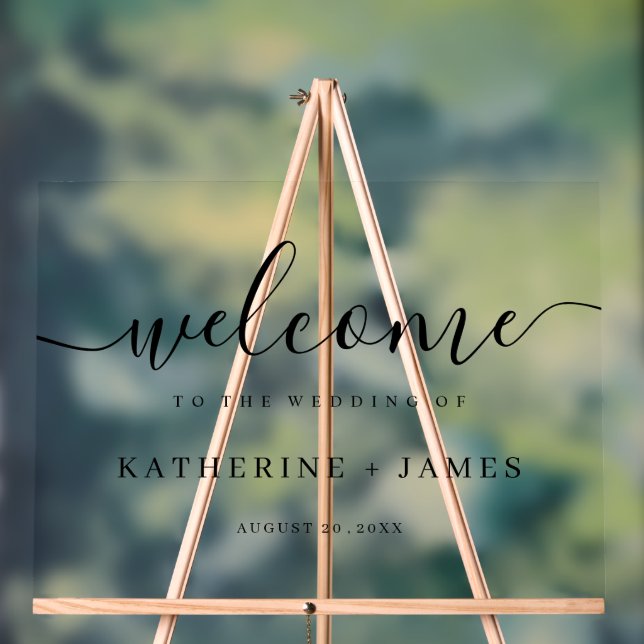 Elegant Script Simplistic Wedding  Acrylic Sign (Neutral)