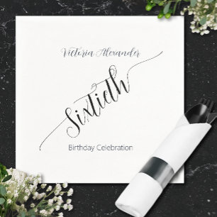 Elegant Script Sixtieth Birthday Celebration Napkin
