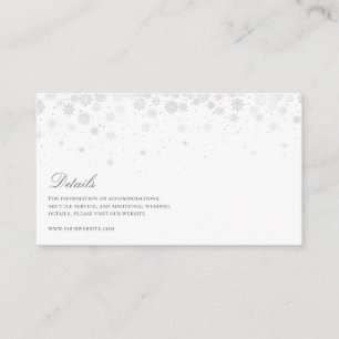 Elegant Script Snowflakes Wedding Details  Enclosure Card