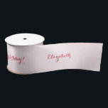 Elegant Script Solid Pink Girly Gift Wrap Wrapping Satin Ribbon<br><div class="desc">Create your own custom, personalised, elegant dark pink typography / script thank you / merry christmas / happy birthday / custom greetings, solid light pink colour ribbon, in silky smooth shiny satin and ribbed textured strong durable grosgrain options. Simply type in your note / greeting / wishes, and your name...</div>