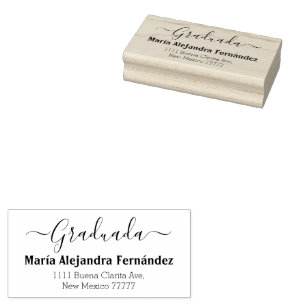 Elegant Script Spanish Custom   Graduation Rubber Stamp