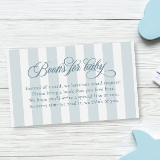 Elegant Script Stripes Baby Shower Books For Baby Enclosure Card