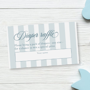 Elegant Script & Stripes Baby Shower Diaper Raffle Enclosure Card