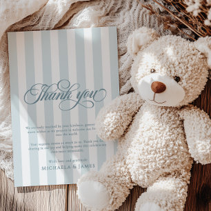 Elegant Script & Stripes Baby Shower Thank You Card